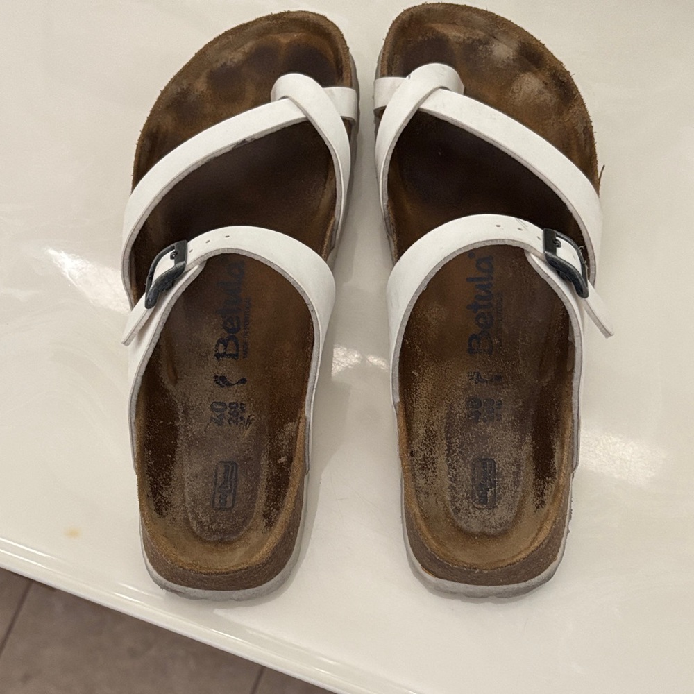 Birkenstock White Sandals with Two-Strap Design